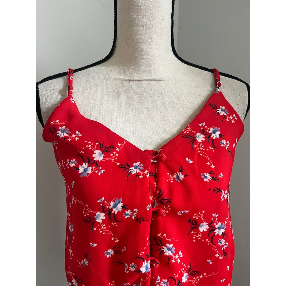 Red Floral Camisole Top size XS Cami V-Neck Boho Chic Cottagecore Girly Feminine - Picture 4 of 9